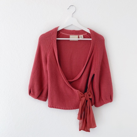 Anthropologie Sweaters - Anthropologie Guinevere Crop Knit Wrap Cardigan S
